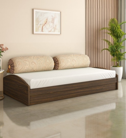 Addison Single Size Bed in Classic Walnut Finish with Box Storage