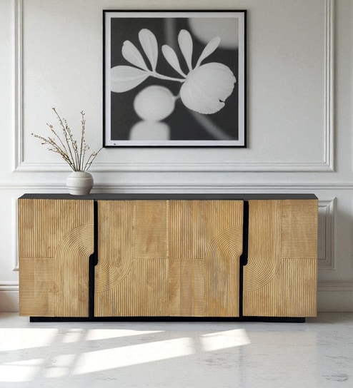 Addonizio Mango Wood 4 Door Sideboard In Dual Tone Finish