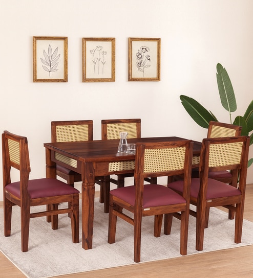 Adelaide Sheesham Wood 6 Seater Dining Set In Honey Oak Finish