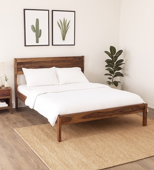 Adelaide Sheesham Wood Queen Size Bed In Provincial Teak Finish