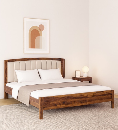 Adelaide Sheesham Wood Queen Size Bed In Provincial Teak Finish
