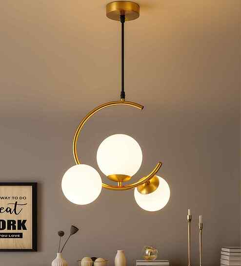 Adjustable Gold 3 Globe Light Hanging Pendant Light