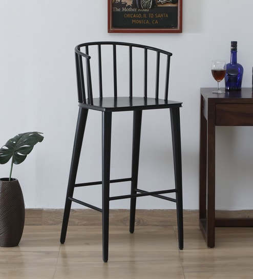 Adler Metal Bar Stool In Black Colour