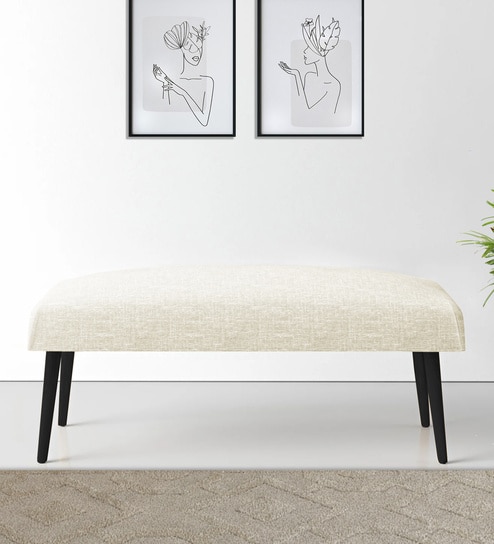 Adon Fabric Bench in Ivory Cream Colour