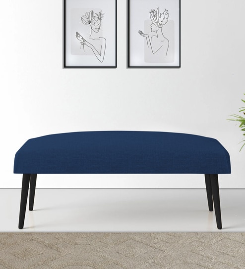 Adon Fabric Bench in Royal Blue Colour