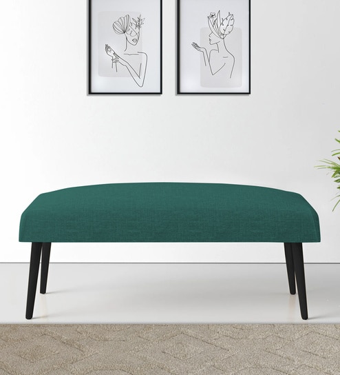 Adon Fabric Bench in Sea Green Colour