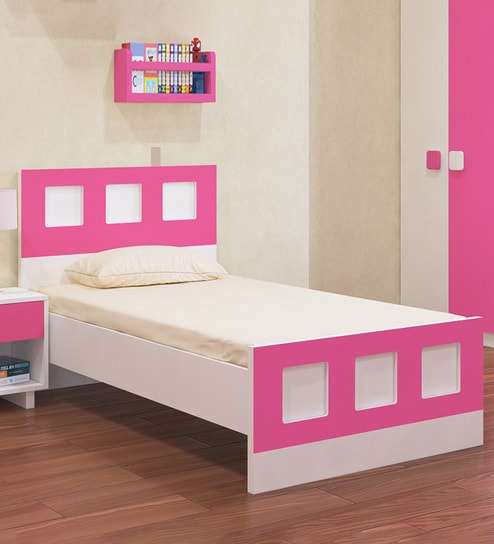 Adona Cordoba Kids Single Bed with Paneled Headboard and Footboard Ivory - Barbie Pink