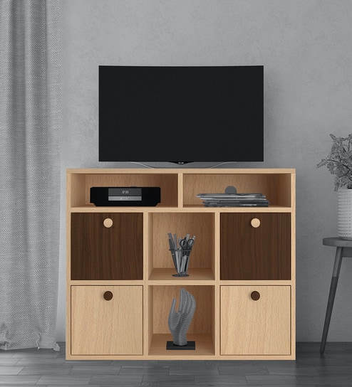 Lorena TV Unit in Canadian Maple & Coffee Walnut Finish