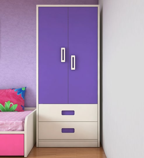 Adonica Kids' 2 Door Wardrobe With 2 Drawers In Lavender Purple Colour