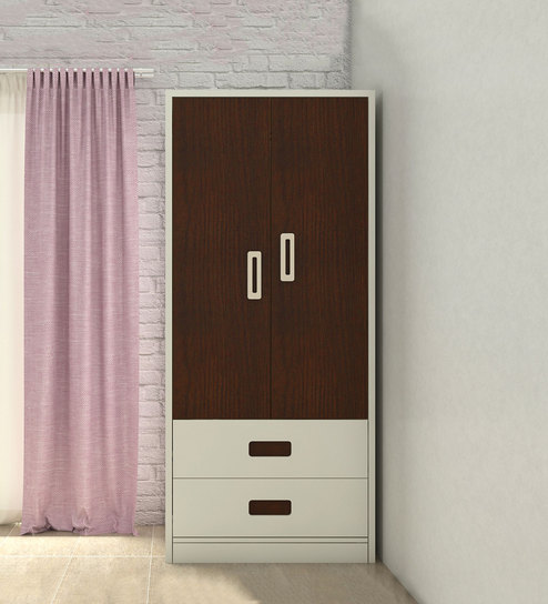 Buy Adonica Two Door Wardrobe With Drawers In Coffee Walnut Finish