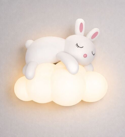 Adorable Sleeping Bunny on Cloud LED Wall Lamp   Soft Glow Nursery Night Light for Kids' Room & Playroom