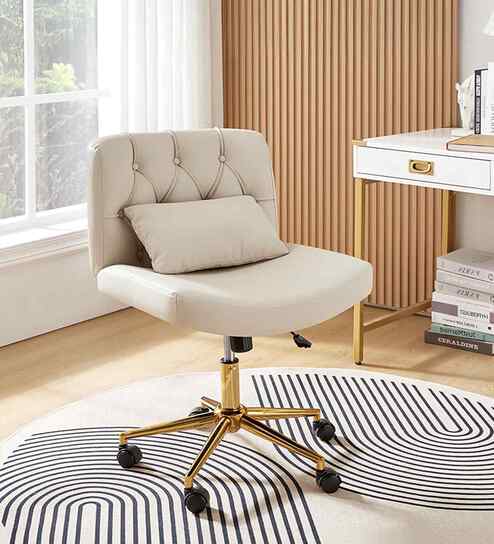 Adrian Leatherette Guest Chair In Beige Colour
