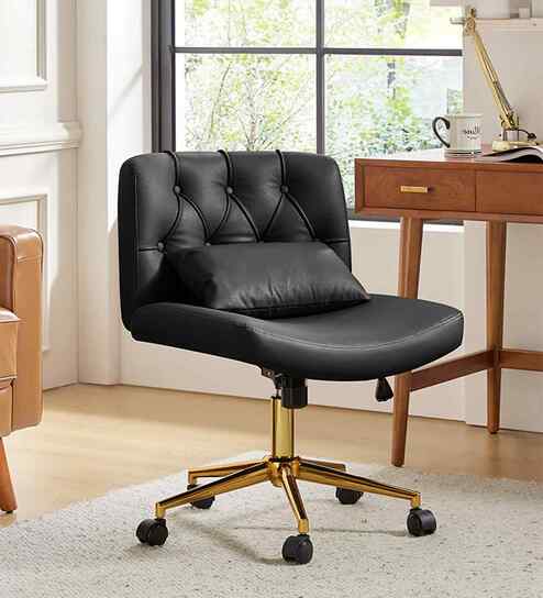 Adrian Leatherette Guest Chair In Black Colour