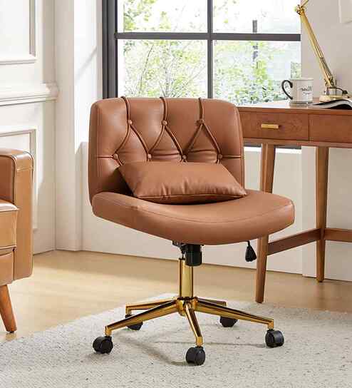 Adrian Leatherette Guest Chair In Tan Colour