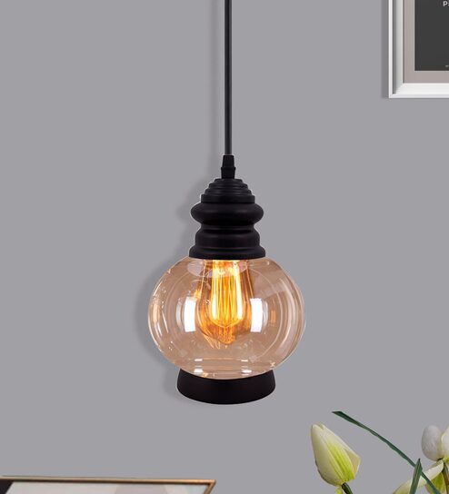 Adriana Black Glass Hanging Light