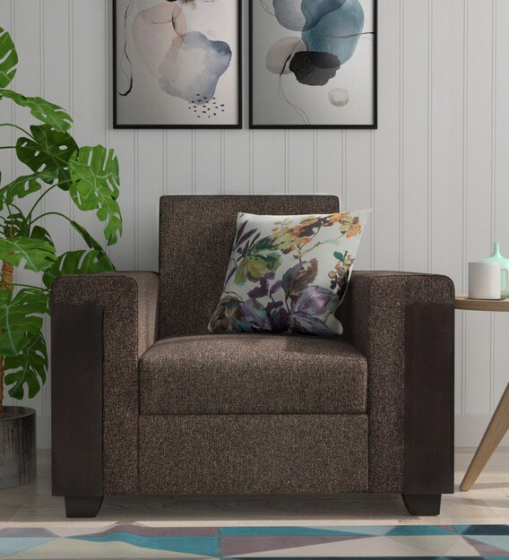 Buy Adelle 1 Seater Sofa in Brown Colour Mintwud By Pepperfry Online