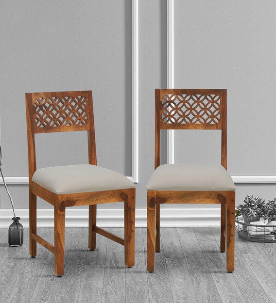 Buy Aditi Solid Wood Dining Chair Set Of 2 In Rustic Teak Finish Mudramark By Pepperfry Online Uphlostered Side Dining Chairs Dining Furniture Pepperfry Product