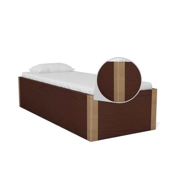 Buy Adler Single Bed with Storage in Teak Finish by Crystal Furnitech