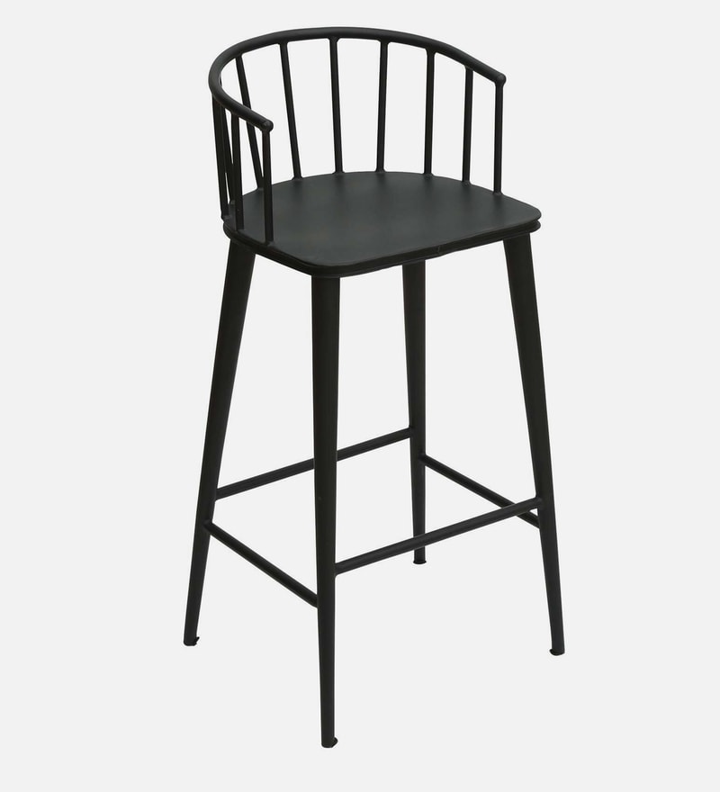 Buy Adler Metal Bar Stool In Black Colour By Bohemiana Online