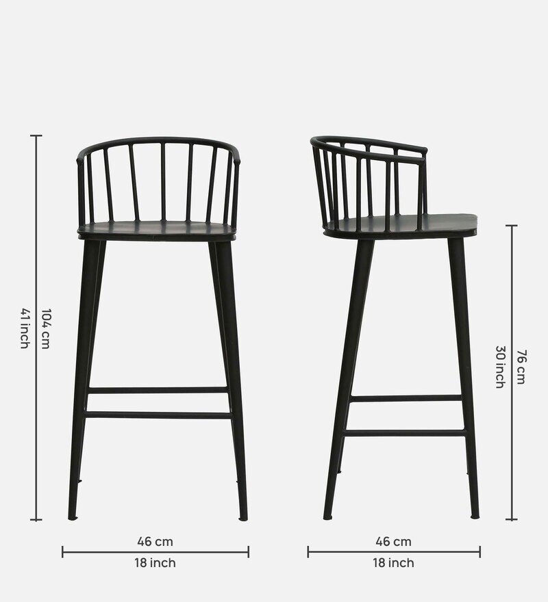 Buy Adler Metal Bar Stool In Black Colour By Bohemiana Online
