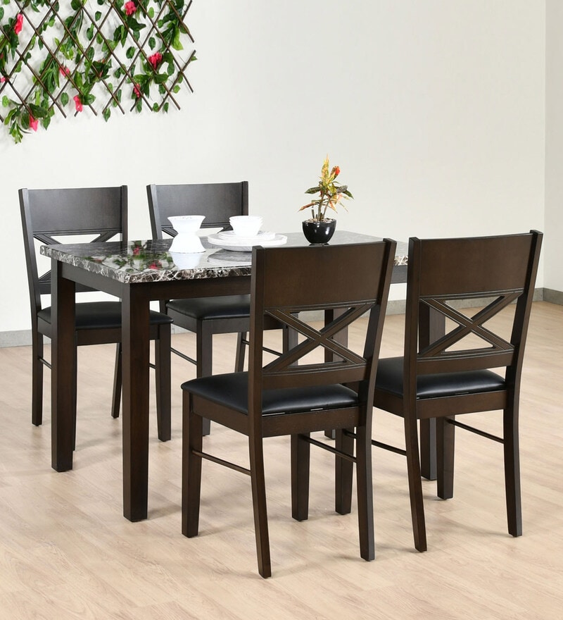 Buy Adrian 4 Seater Dining Set In Dark Walnut Finish At 51% Off By @Home |  Pepperfry