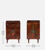 Adderley Solid Wood Bedside Table In Hand-Painted Multicolour With Premium Gloss finish