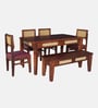 Adelaide Sheesham Wood 6 Seater Dining Set In Honey Oak Finish With Bench
