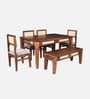Adelaide Sheesham Wood 6 Seater Dining Set In Provincial Teak Finish With Bench