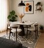 Adhira Marble-Top 4 Seater Dining Table Set In Mango Wood Finish