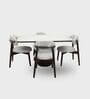 Adhira Marble-Top 4 Seater Dining Table Set In Mango Wood Finish