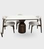 Adhira Marble-Top 4 Seater Dining Table Set In Mango Wood Finish
