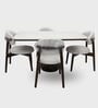 Adhira Marble-Top 4 Seater Dining Table Set In Mango Wood Finish