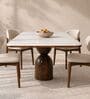 Adhira Marble-Top 4 Seater Dining Table Set In Mango Wood Finish