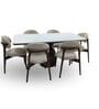 Adhira Marble-Top 6 Seater Dining Table Set In Teak Wood Finish