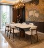 Adhira Marble-Top 6 Seater Dining Table Set In Teak Wood Finish
