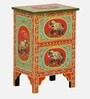 Alankaar Solid Wood End Table In Hand-Painted Multicolour with Drawers