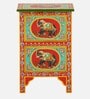Alankaar Solid Wood End Table In Hand-Painted Multicolour with Drawers