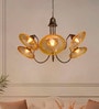 Adjustable Amber Glass Chandelier with U-Shaped Arms | Modern Industrial Style