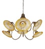 Adjustable Amber Glass Chandelier with U-Shaped Arms | Modern Industrial Style
