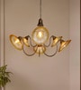 Adjustable Amber Glass Chandelier with U-Shaped Arms | Modern Industrial Style