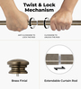 Brass Adjustable Curtain Rod for Windows 18 to 44 Inch