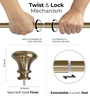 Soft Gold Adjustable Curtain Rod 44 to 120 Inch (Pack of 1)