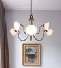 Adjustable Transitional Chandelier | 6-Light in White Frilled Glass