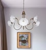 Adjustable Transitional Chandelier | 6-Light in White Frilled Glass