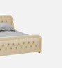 Adolf Velvet Queen Size Bed in Beige Colour