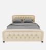Adolf Velvet Queen Size Bed in Beige Colour