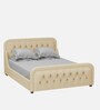 Adolf Velvet Queen Size Bed in Beige Colour