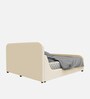 Adolf Velvet Queen Size Bed in Beige Colour
