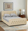 Adolf Velvet Queen Size Bed in Beige Colour