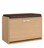 Acacia Pull-down Shoe Rack with Cushioned Seating in Canadian Maple Finish